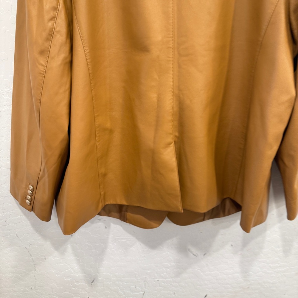 Calvin Klein Double-Breasted Faux Leather Blazer Womens 24W Business Casual - Picture 10 of 11
